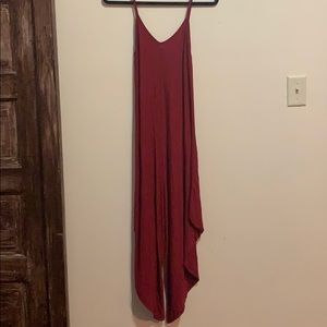 red wide leg romper